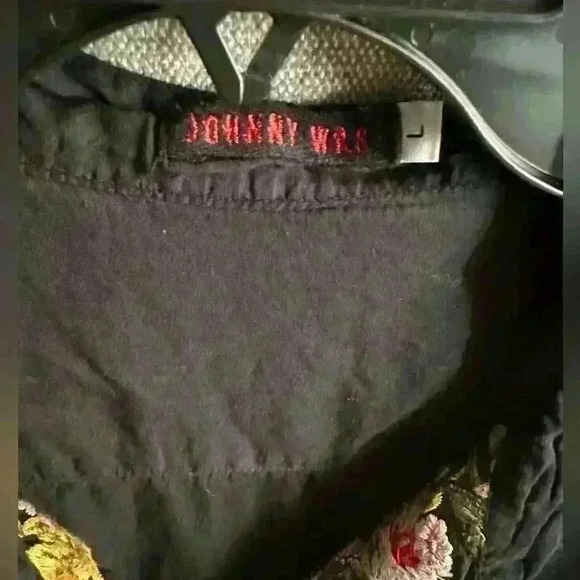 Johnny Was Black Embroidered Long Sleeve Tunic Top Boho Large - Picture 7 of 9